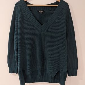 Express | oversized shaker knit v neck sweater